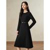 JUZI ANNACOLLE Spliced Lace Knitted Plush Slim Dress