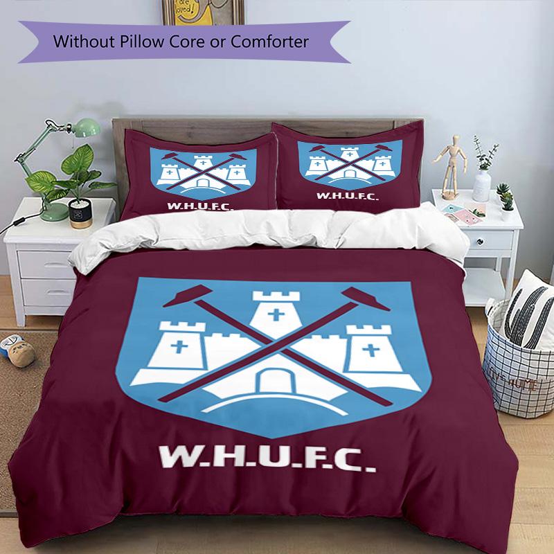 West Ham United Pattern Printed Pattern Duvet Cover Set – includes 1 duvet cover and 2 matching pillowcases Bedroom decor Christmas gifts