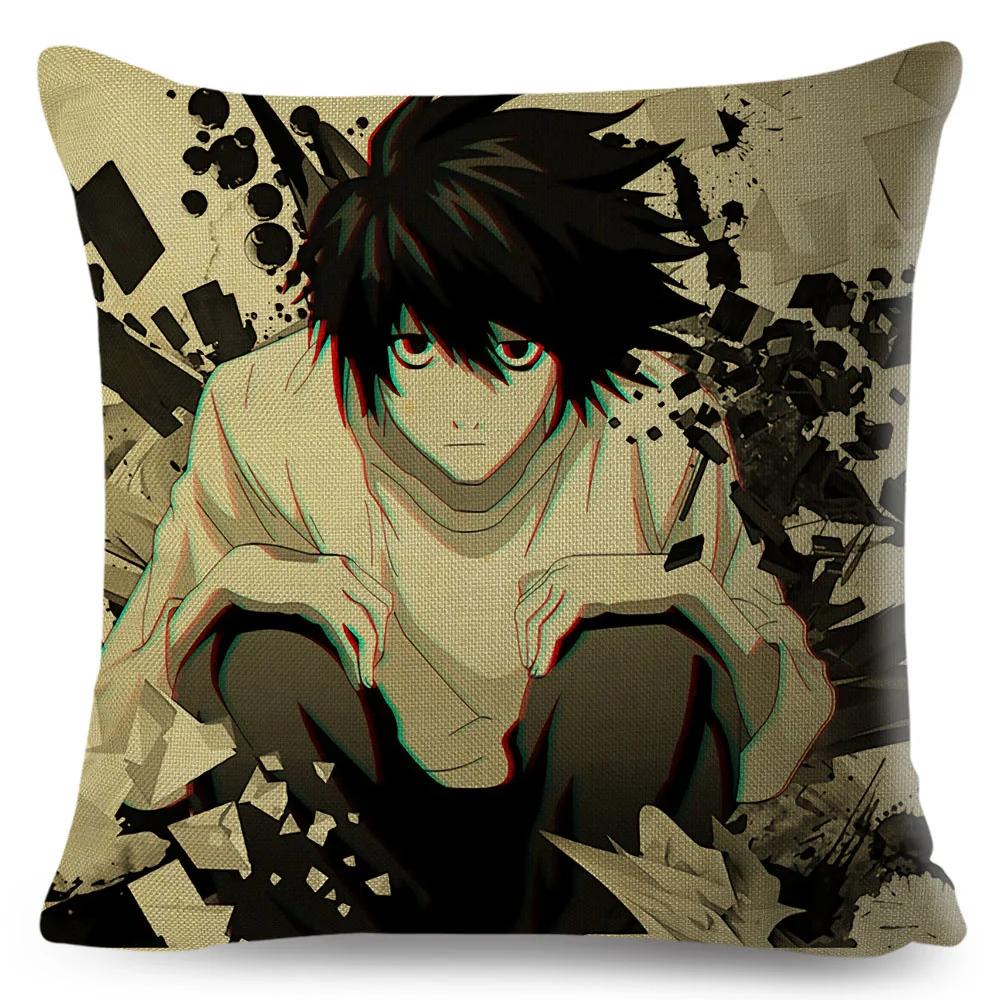 Death Note Cushion Cover Decor Cartoon Classic Anime Print Pillow Case Polyester Pillowcase for Sofa Home Children Room 45x45cm