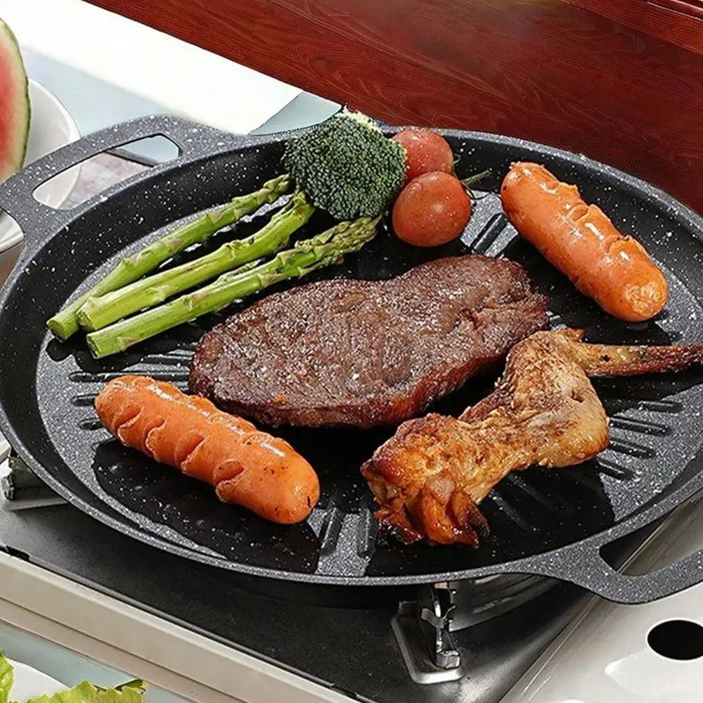 Non-Stick Frying Plate Carbon Steel BBQ Grill Pan Roasting Grill Tray Outdoor Barbecue
