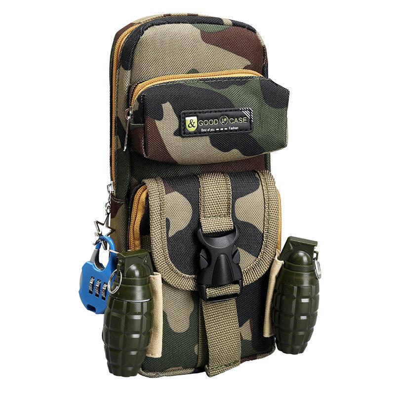 Lezhiyuan Camouflage Multi-Layer Zipper Pencil Case for Boys and Students