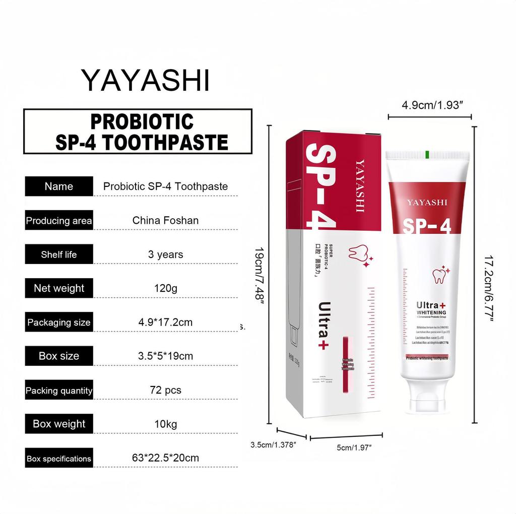 Source Yaya Shi SP-4 Whitening Toothpaste with Probiotics for Fresh Breath and Cleaning.