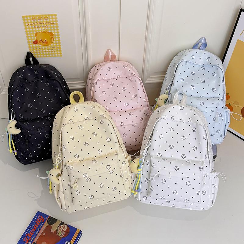 Student's Large Capacity Schoolbag Women's Little Star Print Backpack