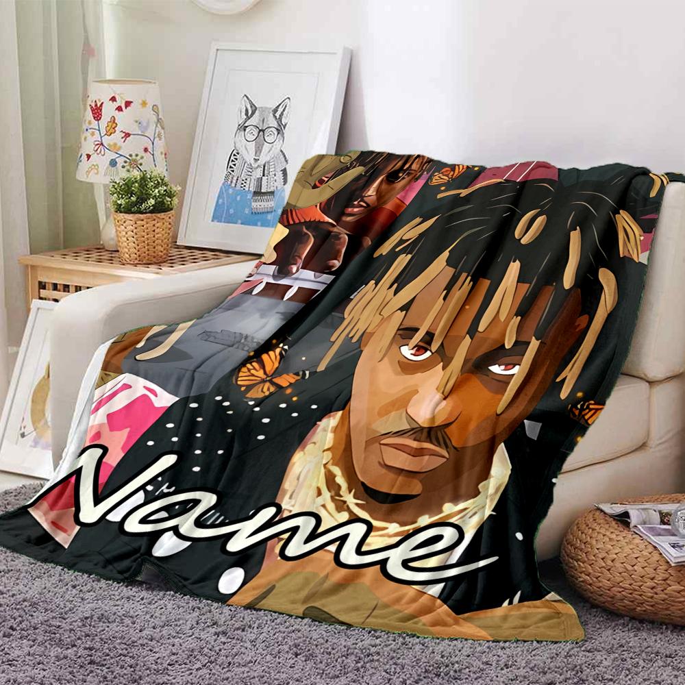 Customiz Name Personality Juice WRLD Blanket Soft &Warm Sofa Office Bed Travel Lunch Break Blanket, Gift Suitable All Seasons