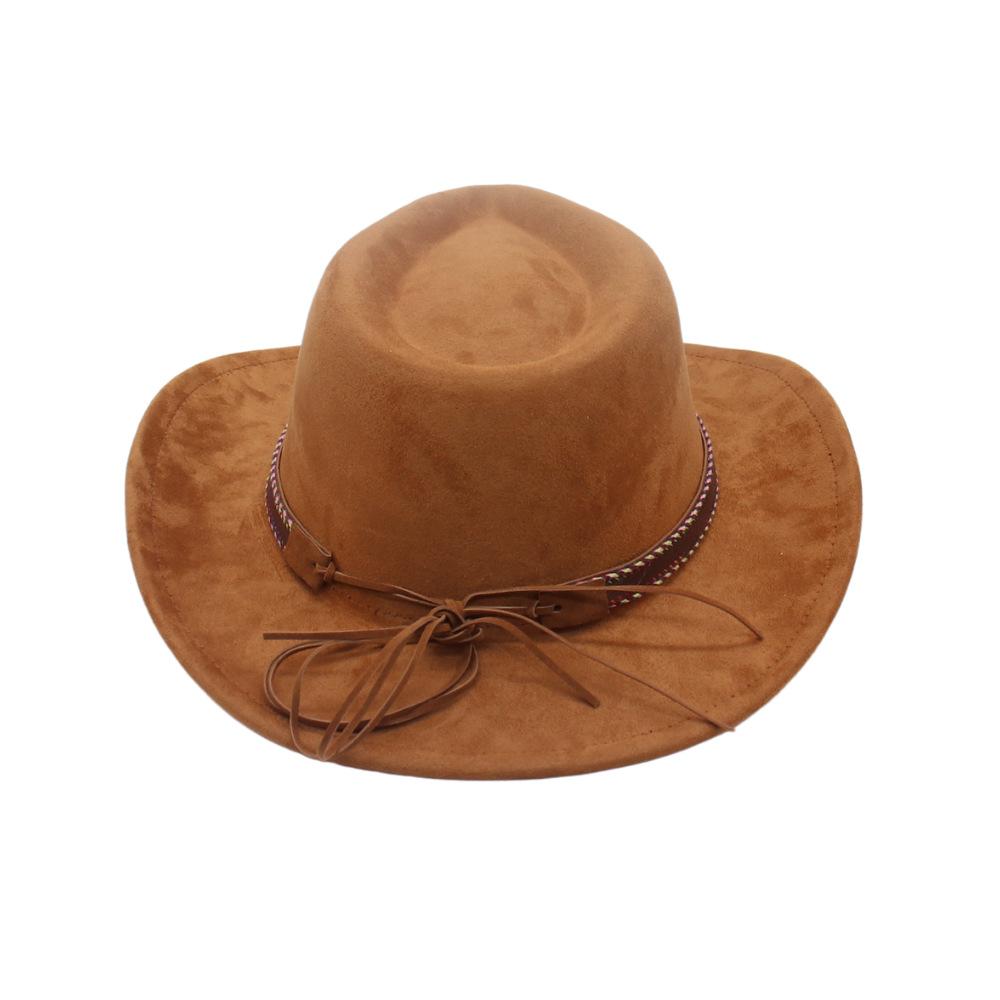 American French Jazz Hat Cowboy Hat Men'S And Women'S Top Hat Ethnic Style Spring And Summer High Sense Imitation Suede Western