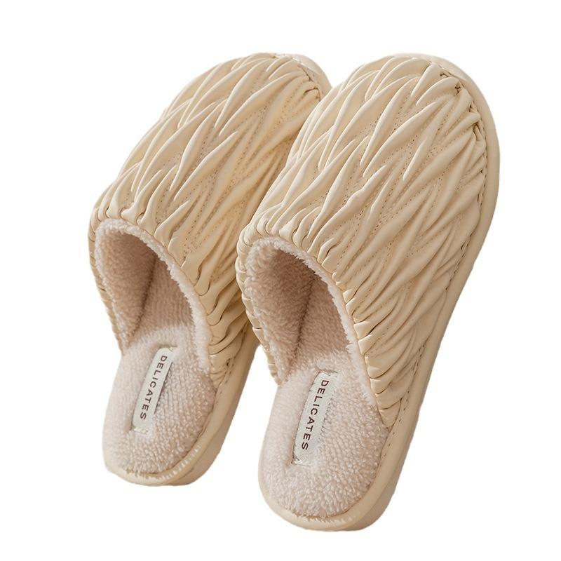 Cotton slippers women spring autumn winter winter home use indoor non-slip home warmth plush couple men