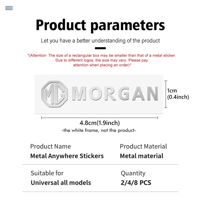 4/8PCS Car Metal Stickers Universal Auto Emblem Decals Accessories For MG Morgan Pilot GT 3 6 5 7 HS ZS ZX EHS Phev bso1