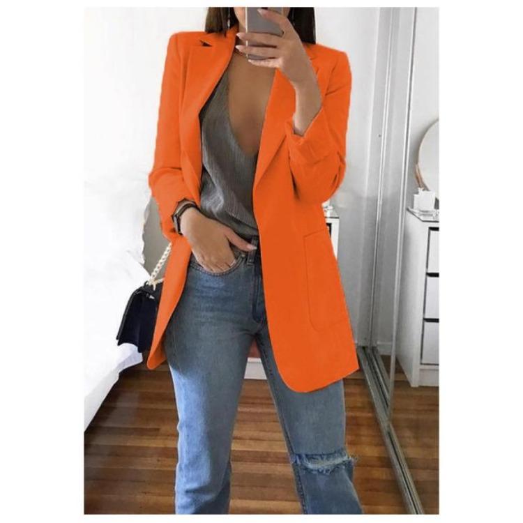 Plus Size Blazer Cardigan For Women Autumn Winter Casual Overcoat Solid Lapel Jacket Large Topcoat