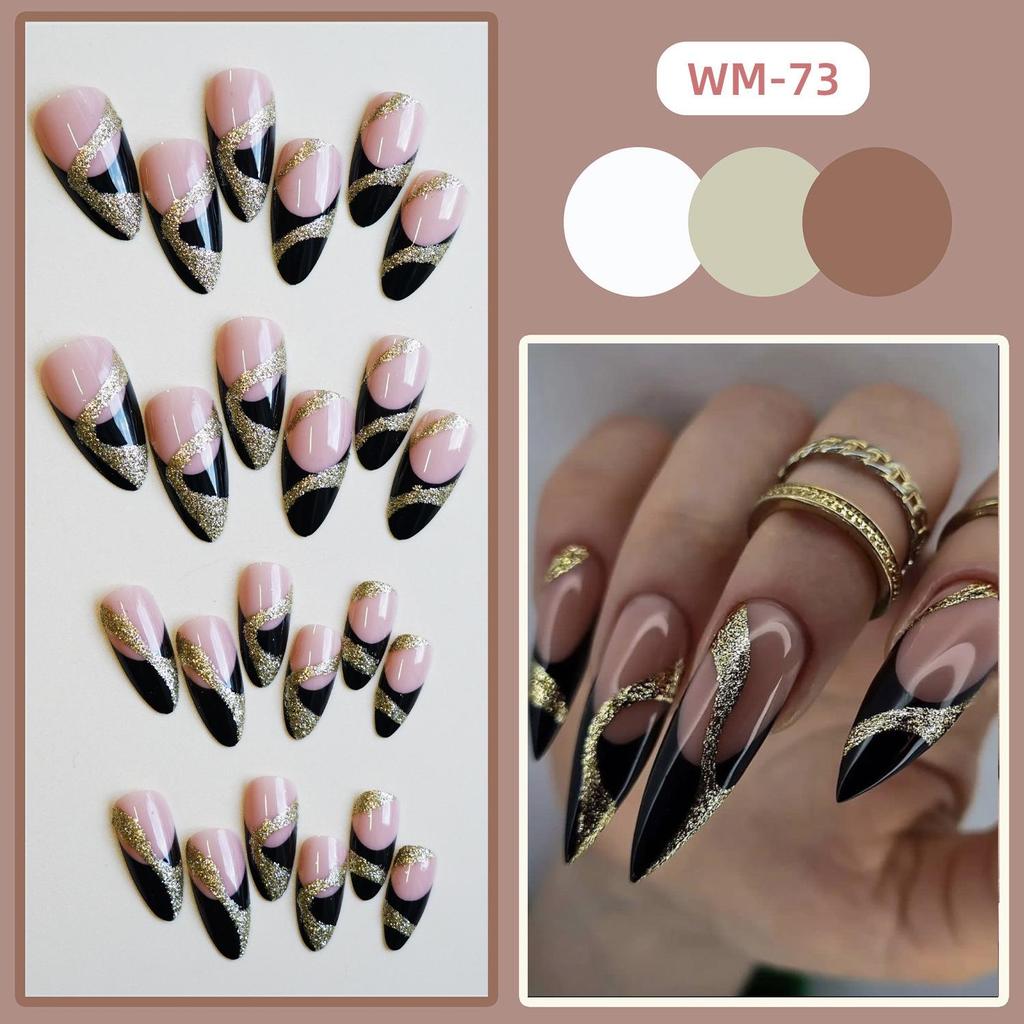 Gotische Flash Gold Falsche Nägel: Spicy Girl Tragbare Nagelkunst-Sticker, 24-teiliges Set.