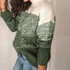 Women  Loose Stripe Print Stitching Long-Sleeved Knitted Sweater