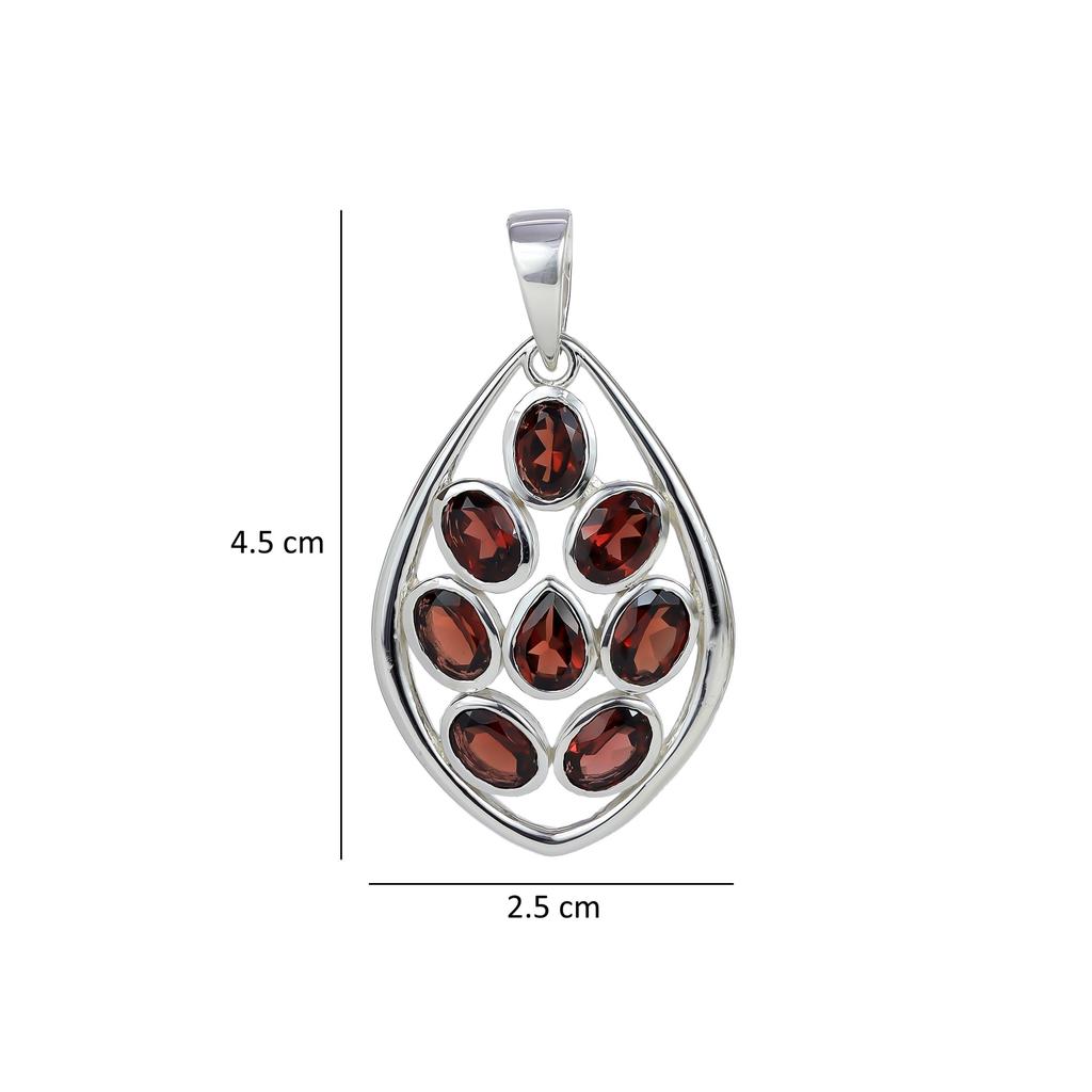Natural Red Garnet 925 Sterling Silver Pendant