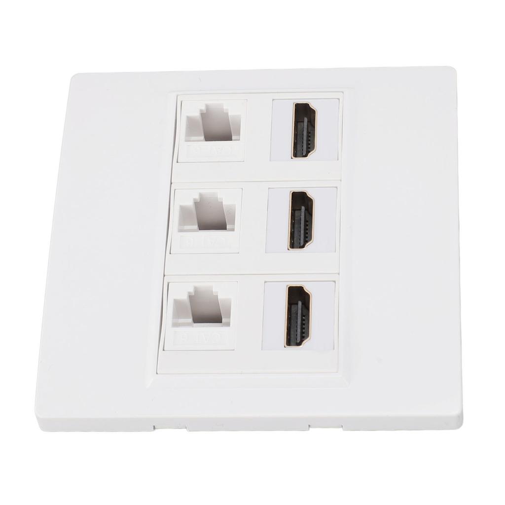 Cat6 HD Multimedia Interface Wall Plate Professional Gigabit 4K HD 6 Port Wall Plate for Computer TV Hard Disk Projector