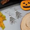 Halloween Fashion Sliver Color Hollowed-out Vampire Bat Pumpkin Skull Spider Web Ghost Dangle Earrings for Women Scary Jewelry