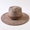 Popular European and American Style Suede Big-brimmed Top Hat, Men's and Women's Classic Fashion Western Cowboy Hat