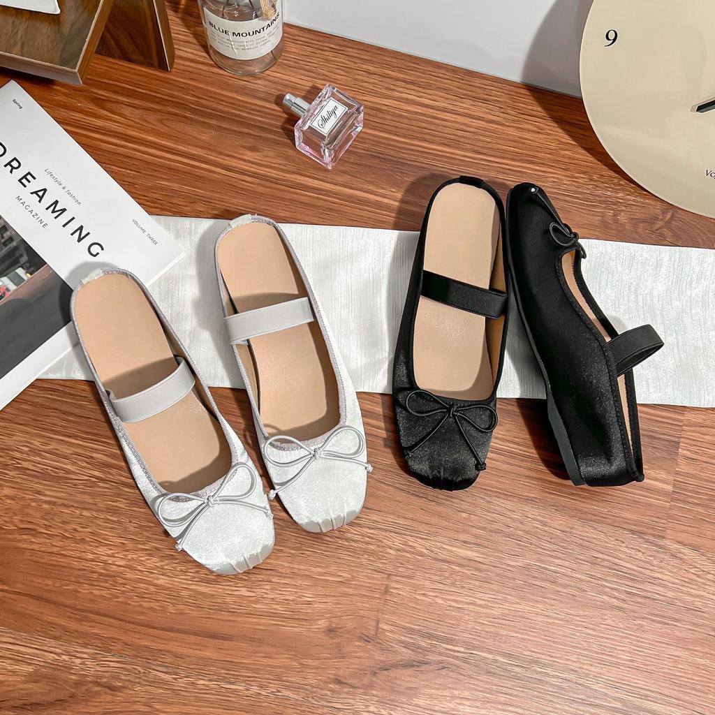 Traubenmutter Sommer neue Tasche Kopf coole Hausschuhe Damen Schleife Ein-Wort-Gürtel Innenhöhenerhöhung dicksohlige Muleschuhe 2025 Sommer