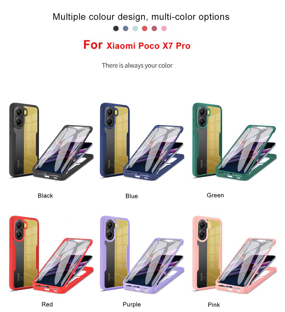 Para XIAOMI POCO X7 Pro Capa de Telefone 360 Proteção de Cobertura Total Protetor de Tela Lente da Câmera Capa Bumper Funda