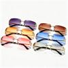 2026 New Rimless Rectangular Butterfly Sunglasses Retro Metal Frame Women’s Street Style Diamond-Encrusted UV400 Shades Eyewear