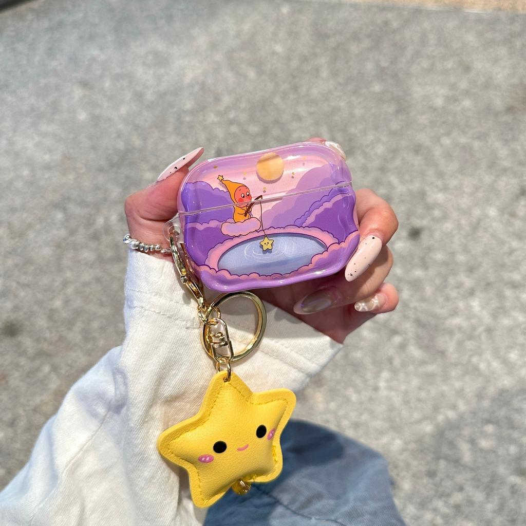 Purple cloud fishing star man for airpodspro1 protective cover AirPods Pro /1 generation/1st generation/