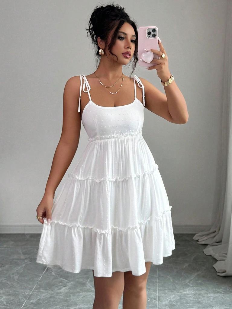 French women's summer new dresses, European and American short skirts, cake skirts, elegant lace-up slip dresses