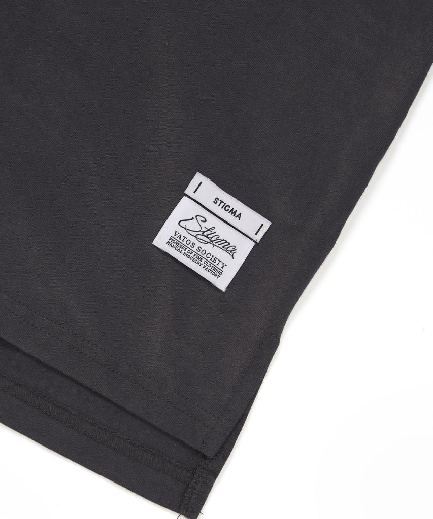 STIGMA Cross Smile Vintage-Like Washed Oversized Short Sleeves T-Shirts Charcoal
