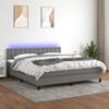 Exclusive House - LED Dark Grey Bed Slat Base Mattress 160x200 Cm Fabric