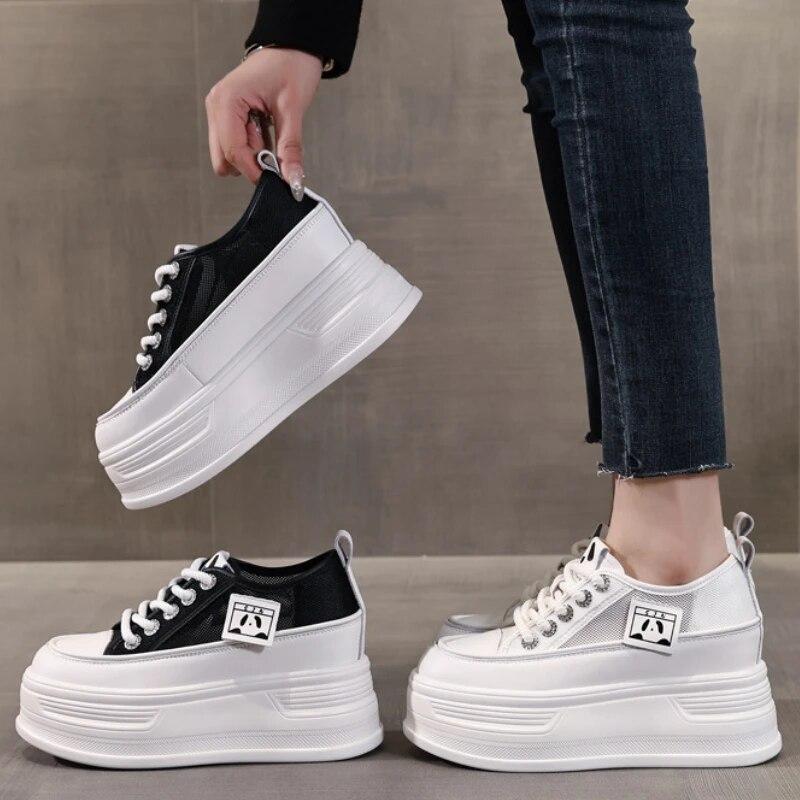 Fujin/8 см массивные кроссовки из натуральной кожи с воздушной сеткой — фото 4