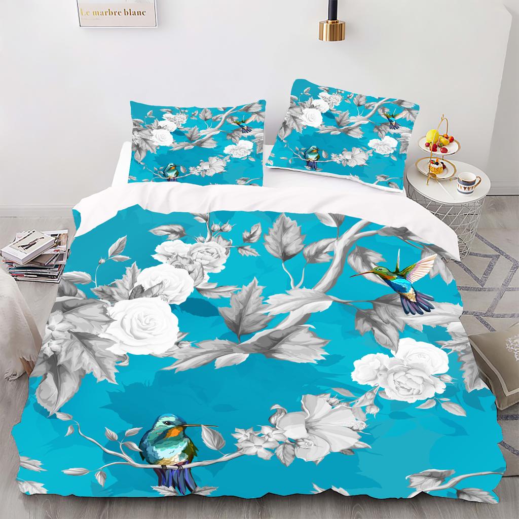 Floral Style - Digital Printed Duvet Kit - Polyester - Bedroom Decor -1 Bed Cover +2 Pillowcase (no Pillow Core)