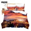 Romantic European Town Bedding Set Cityscape Duvet Cover Set Night Scenery Tower Comforter Cover Ship Bed Cover Twin King Size