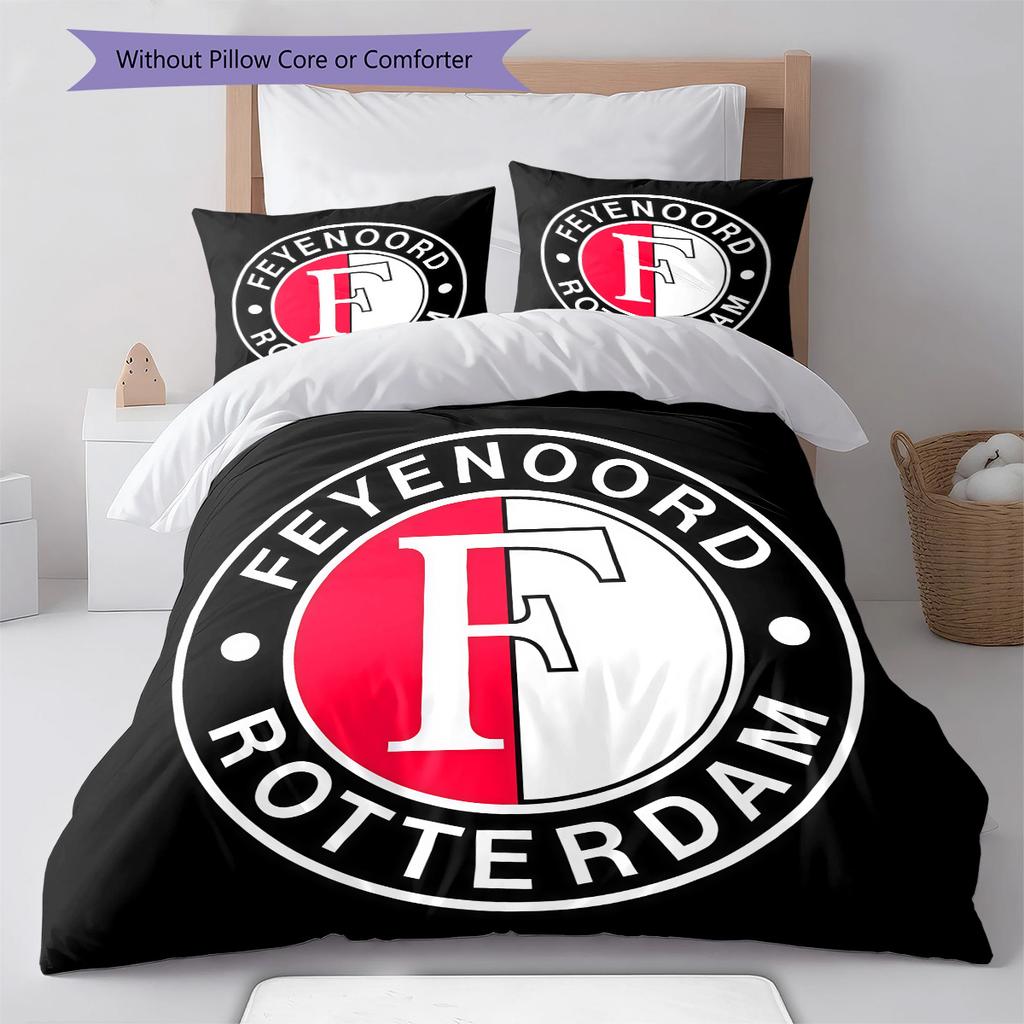 Feyenoord logo Pattern Bedding Quilt Set Quilt Cover Pillowcase Home Decoration Birthday Gift (1 * duvet cover + 2 * pillowcase, without core)