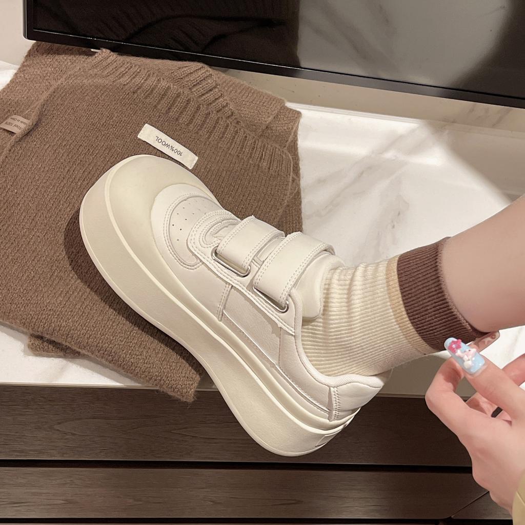 Velcro ugly cute platform big head shoes women's 2025 new heightening bread shoes casual versatile little white shoes