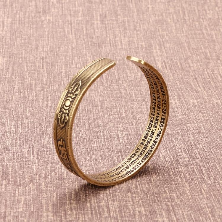 Klassisches Retro Tibetisches Buddhistisches Mantra Kupferarmband Handbemalt Verstellbar Öffnungsfähig für Glück Schutz