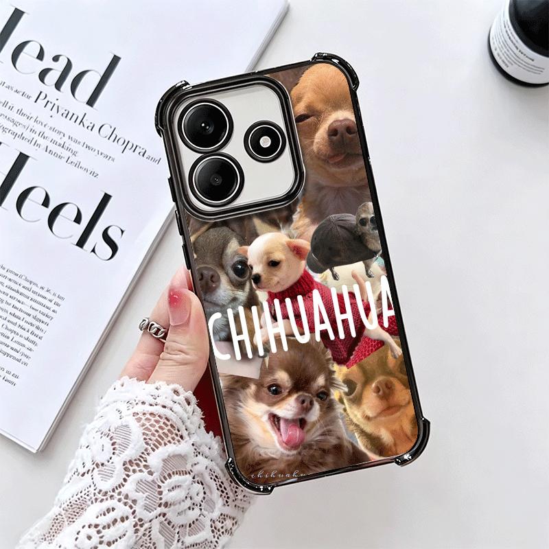 Chihuahua Puppy Teacup Dog Plating Phone Case For Xiaomi Redmi Note 14 15 Pro Plus 13 12 11 11S 11T 10 9S 9 5G Anti-Fall Airabag