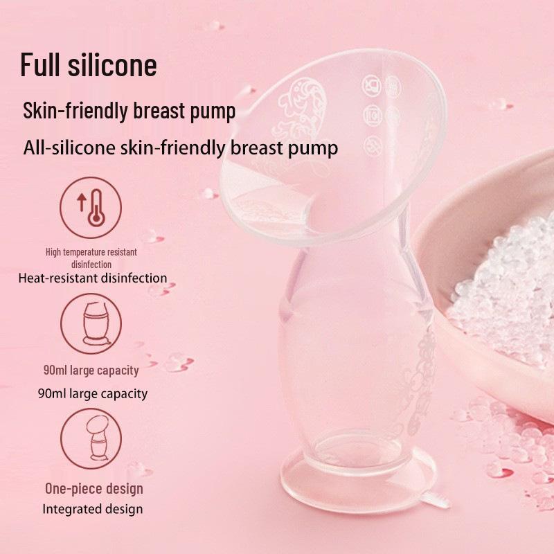 Silicone Breast Pump 90ml Large Capacity Hands-Free High Suction Milk Collector with Color Box Packaging.