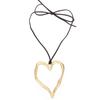 Exaggerated Heart Pearl Necklace with Irregular Hollow Design for Women