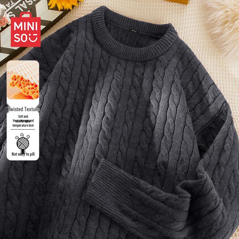 MINISO Men s Loose Fit Cable Knit Sweater 3XL