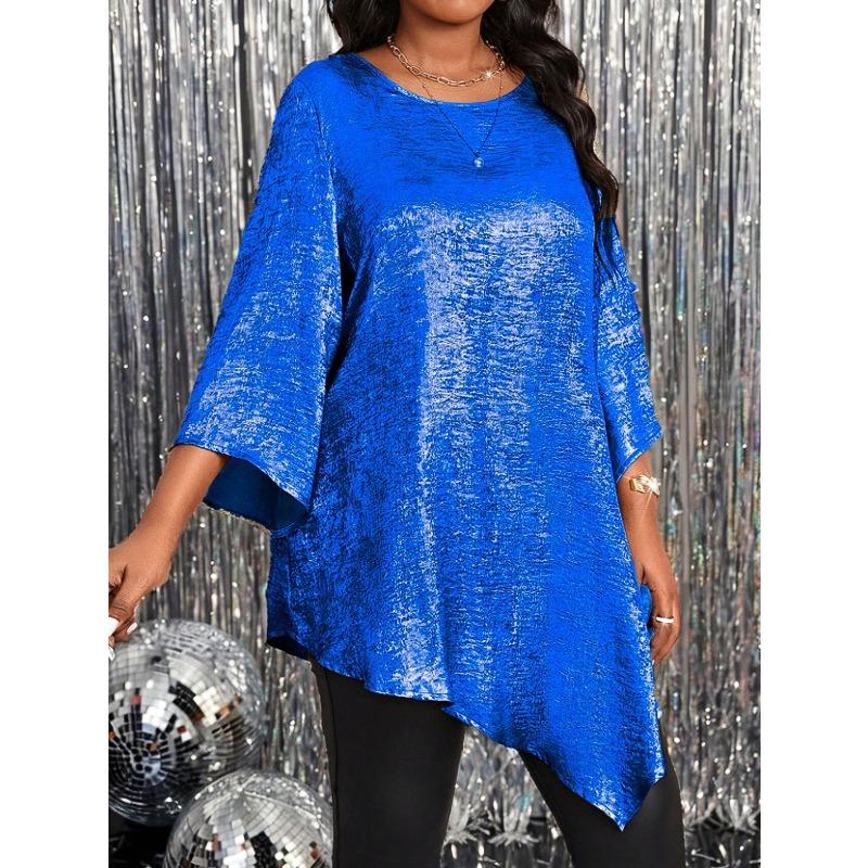 IHUASU Moda Donna Casual Stampa Colore Unico Maniche 3/4 Scollo O Camicette & Camicie
