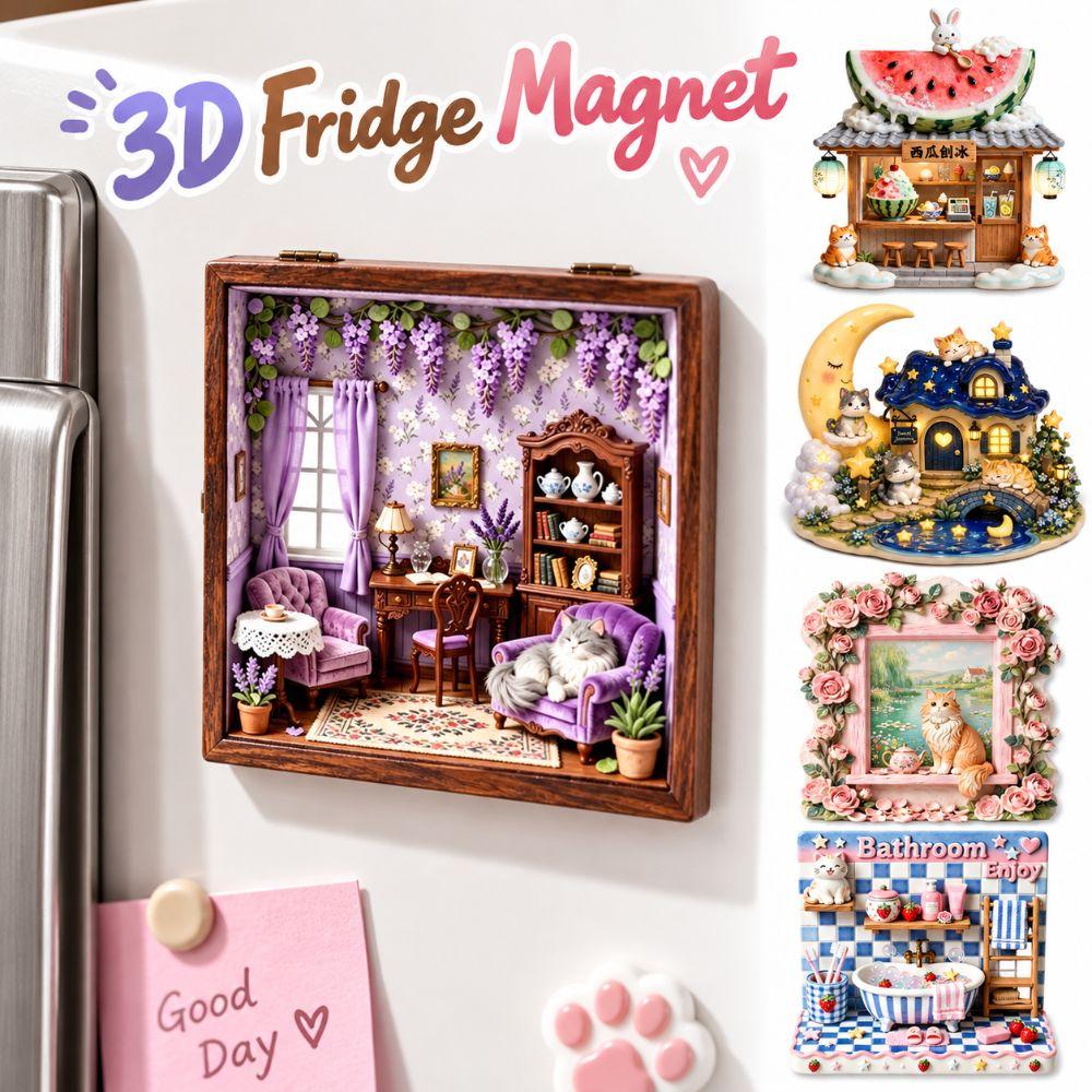 3D Relief Fridge Magnet Cartoon Pattern Decorative Fridge Magnet  Refrigerator Decoration