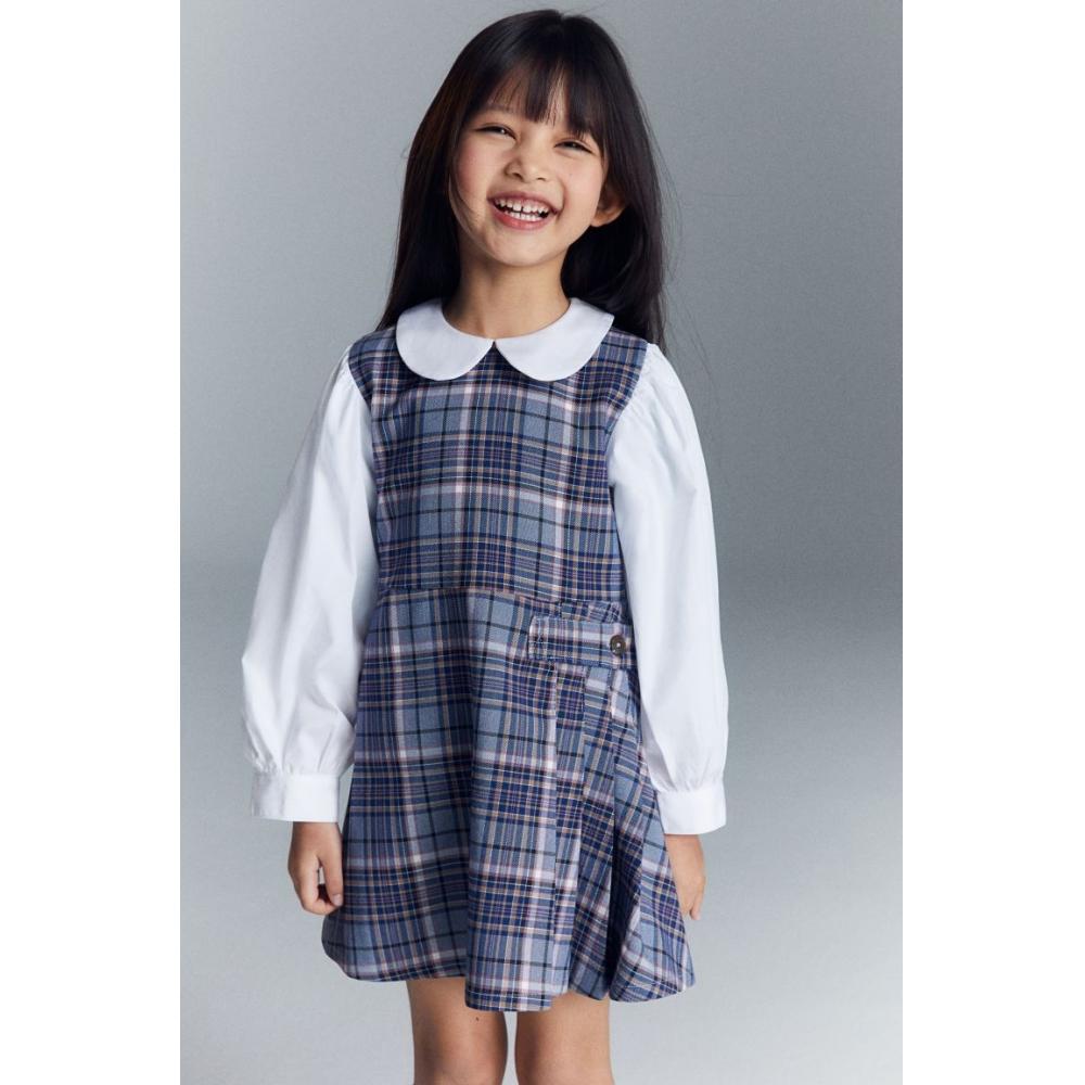 

Платье с воротником HM синее в клетку