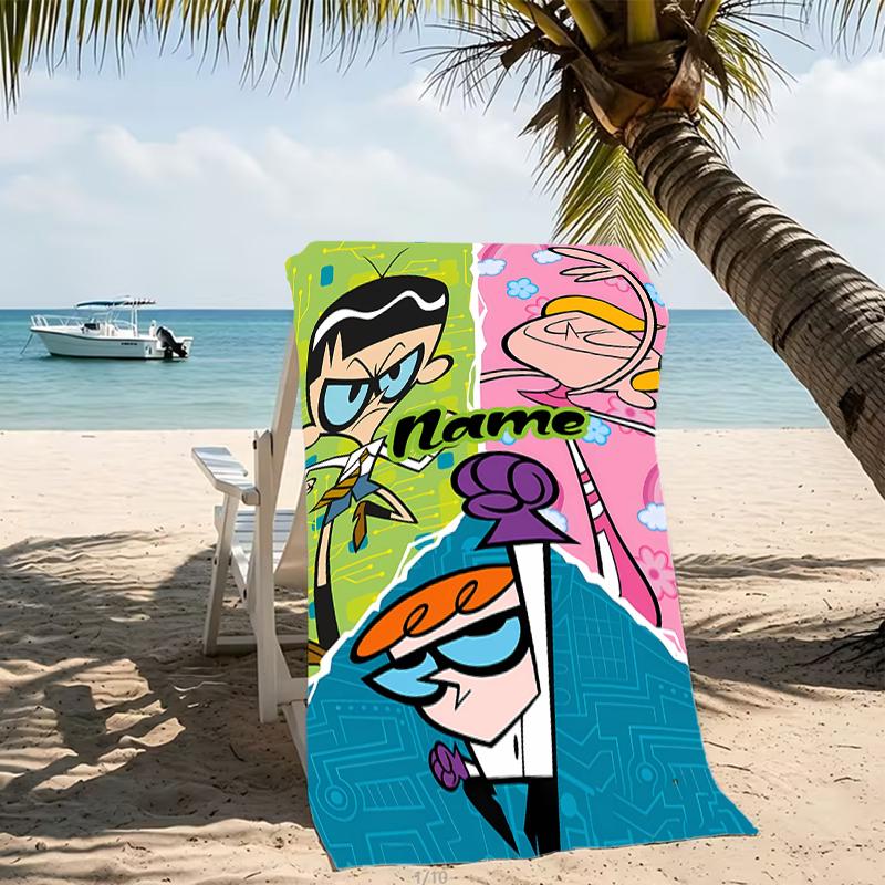 Customizable personalized beach towels Dexter's Laboratory themed designs.Suitable for the beach, yoga, sports;ideal as beach accessories