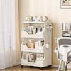 Foldable Pegboard Storage Rack - No Assembly, Small Trolley Bookshelf for Home, Floor, & Snack Storage