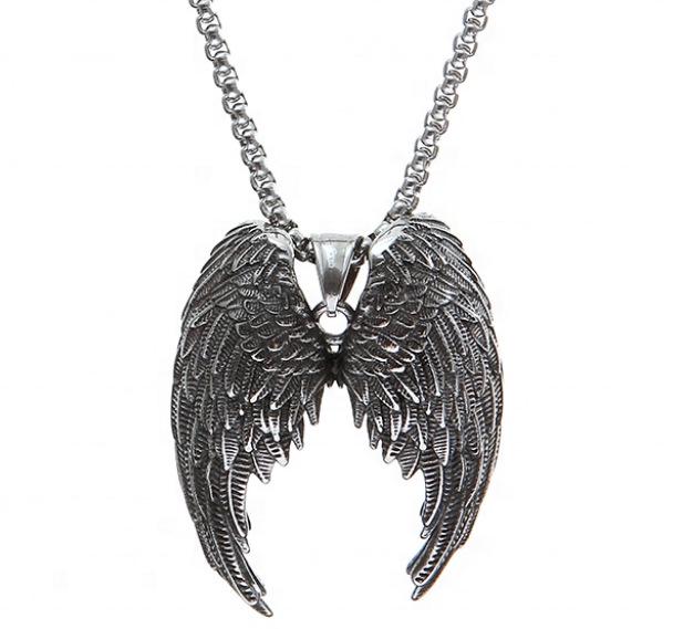 Personalized Retro Angel Wings Men's Titanium Steel Pendant Necklace