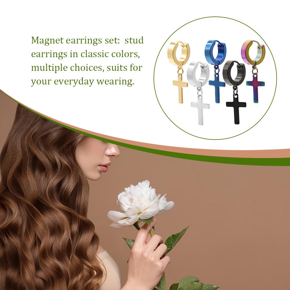 Fake Earring To Lightweight Appearance Studs Magnetic Chic Easy Styles Waterproof Various Cross Wear Distinctive Cute Nose