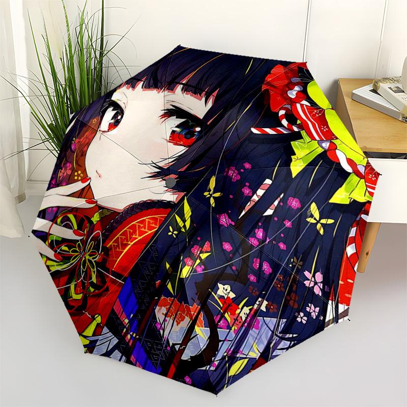 

1pc Anime Character Outdoor Umbrella - Automatic Opening/Closing - Floral Design - Portable 3-Fold Design - Iron Frame - Festival Gift - Suitable