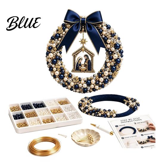Craft Kits for Holiday Door Wreath Kit Christmas Pearl Adults DIY Handmade Beaded Decor Making