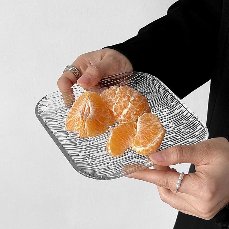 

Transparent Glass Tray Decorative Jewelry Storage Trays Coffee Mug Fruit Dessert