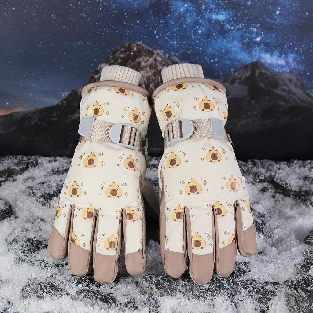 Capybara Kinder Winter Skihandschuhe - Wasserdicht, Winddicht, Warm, für Jungen, Mädchen und Teenager