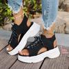 Mode Mesh Damen Sandalen Neuer Sommer Trend Schnür-Plateau Schuhe für Damen Offene Zehenpartie Strand Casual Absatz Sandalen Sandalias De Mujer
