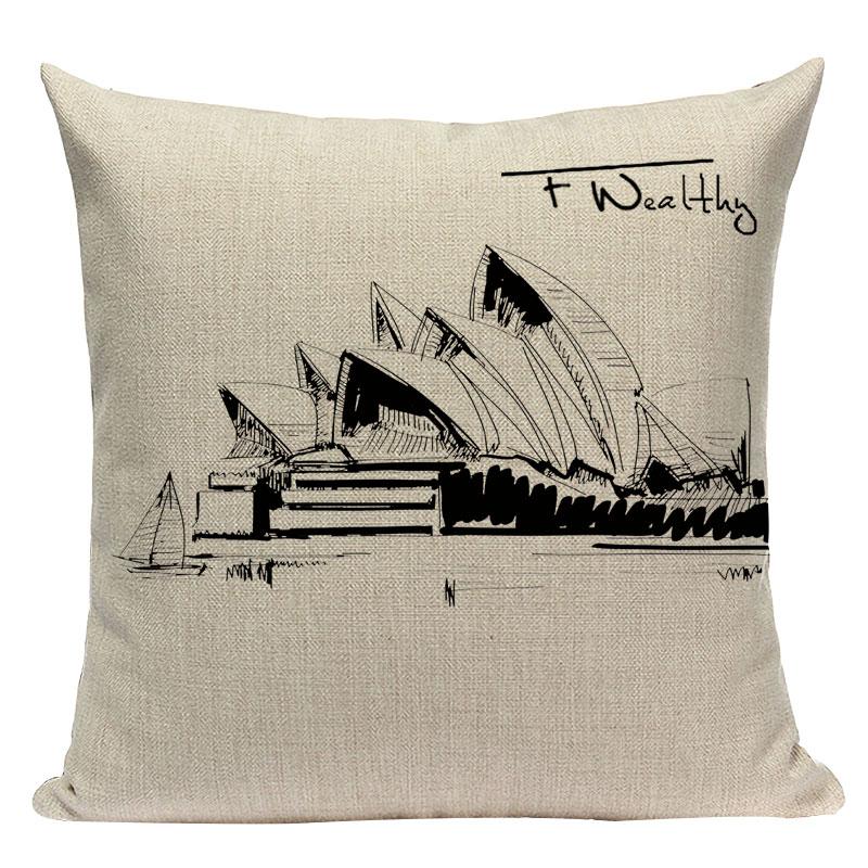 Simple Cushion Decorative Pillows Custom Cushion Cover Building Wind Pillow Case For Pillow Statue Of Liberty Pillow Case