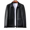 Leather Jacket Men's Lapel Motorcycle Leather Jacket Winter Sheepskin Casual Middle-aged Large Pocket Coat