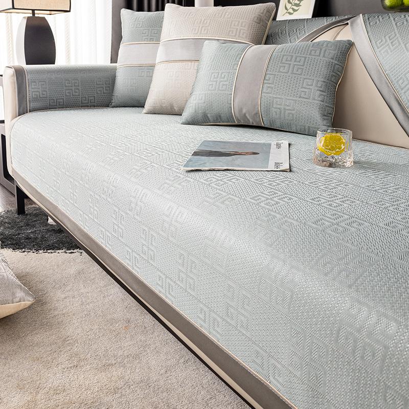 Black Technology Ice Silk Sofa Cushion Summer Mat Mat New Non-Slip Sofa Cover Light Luxury Wind Dust Cover